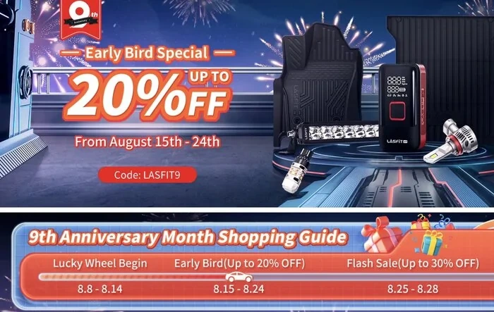 Up To 20% OFF Everything- Lasfit's 9th Anniversary Early Bird Special