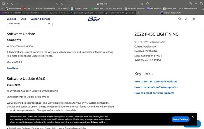 Vehicle Software Update History Now Available in Your Ford Account