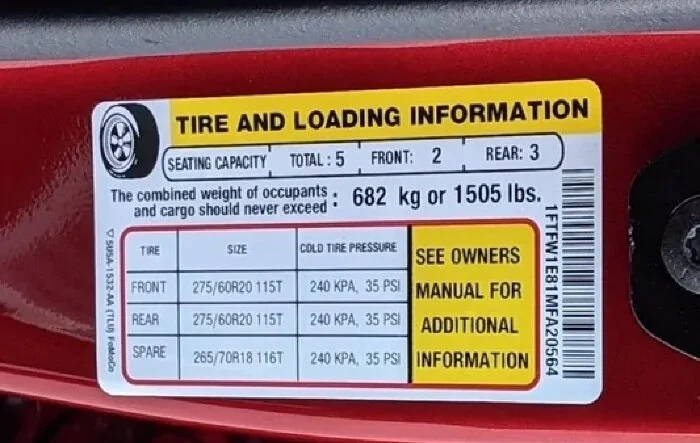 Photos of 2021 F-150 Lariat Payload Stickers!